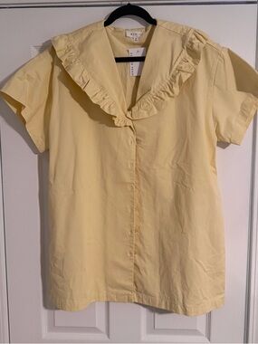 NWT MABLE Peter Pan Collar Yellow Mini Dress Size Medium 100% Cotton